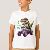 koele jongens 4e verjaardag dinosaurus prehistoris t-shirt (Voorkant)