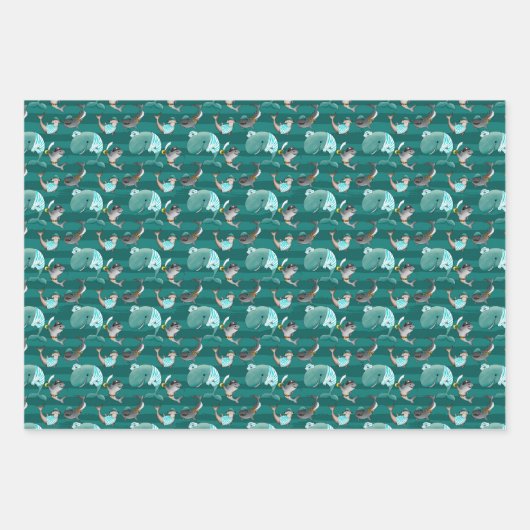 koele jongens piraatdieren getild patroon inpakpapier vel (Voorkant 3)