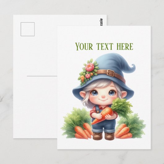 Koele kabouter wortel boer aanpasbaar briefkaart (Voorkant / Achterkant)