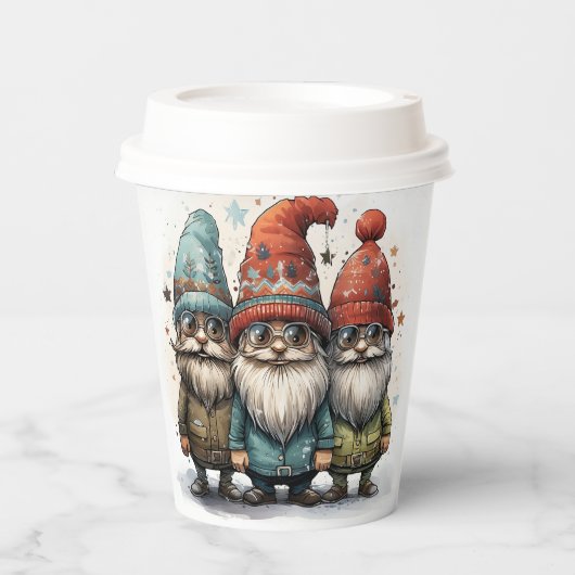 Koele kabouters op Kerstmis papieren bekers (Voorkant)