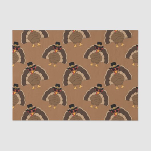 Koele kalkoen Thanksgiving leuk bruin patroon Tissuepapier (Voorkant)
