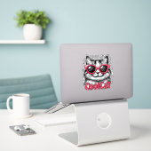 Koele Kat 1 Sticker (Laptop op bureau)