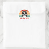 Koele kat 2 ronde sticker (Tas)