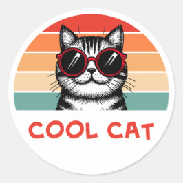 Koele kat 2 ronde sticker