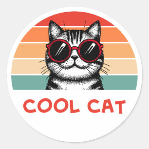 Koele kat 2 ronde sticker