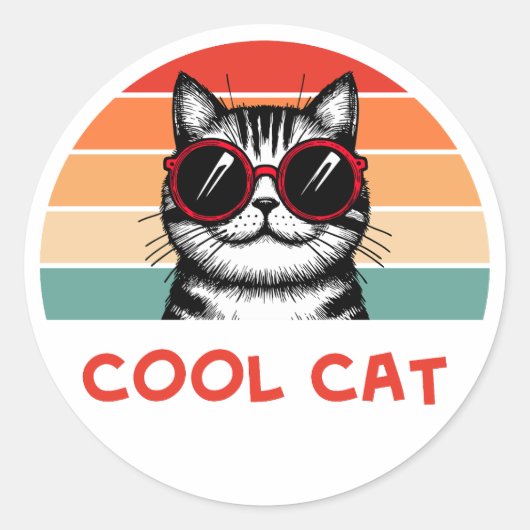 Koele kat 2 ronde sticker (Voorkant)