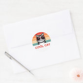 Koele kat 2 ronde sticker (Envelop)