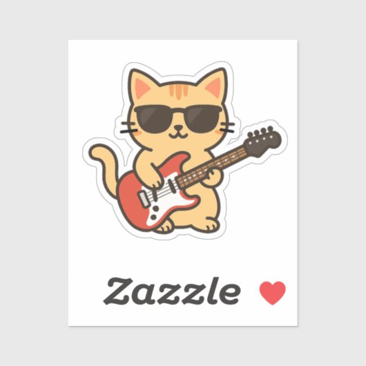Koele Kat Elektrische Gitaar Sticker (Vel)