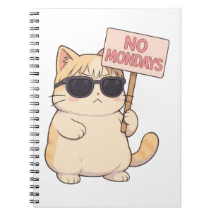 Koele Kat Geen Maandagen Aesthetic Meme Notitieboek