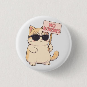Koele Kat Geen Maandagen Aesthetic Meme Ronde Button 3,2 Cm