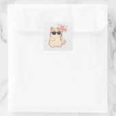 Koele Kat Geen Maandagen Aesthetic Meme Vierkante Sticker (Tas)