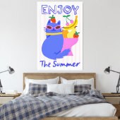 Koele Kat Genietend van de Zomer Canvas Afdruk (Insitu (Slaapkamer))