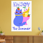 Koele Kat Genietend van de Zomer Canvas Afdruk (Insitu (Woonkamer))