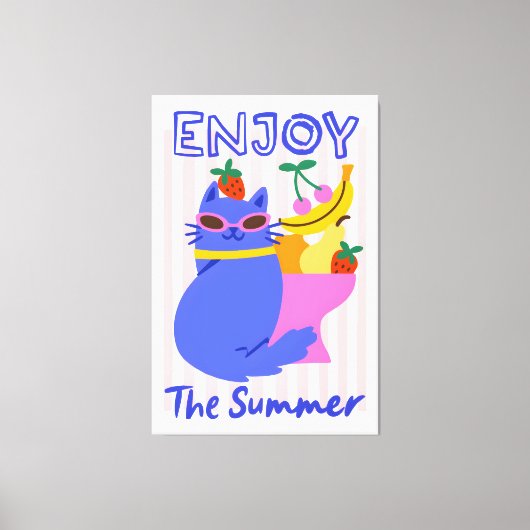 Koele Kat Genietend van de Zomer Canvas Afdruk (Voorkant)