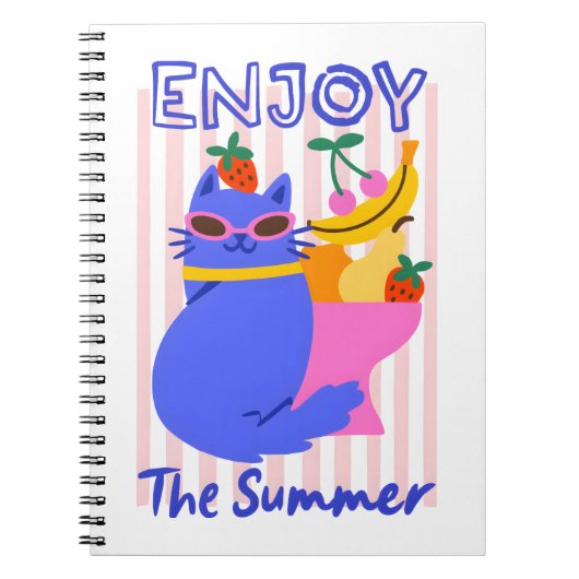 Koele Kat Genietend van de Zomer Notitieboek (Voorkant)