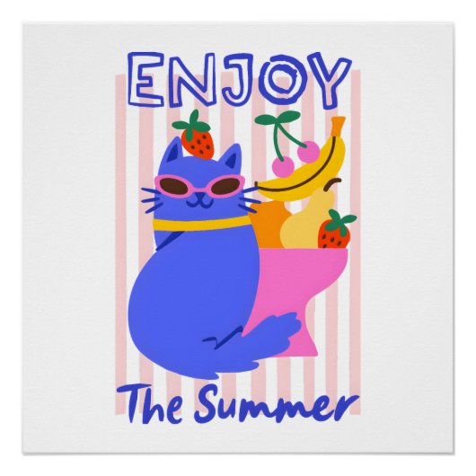 Koele Kat Genietend van de Zomer Perfect Poster (Voorkant)