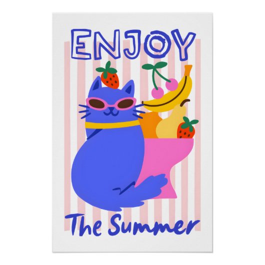 Koele Kat Genietend van de Zomer Perfect Poster (Voorkant)