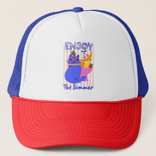 Koele Kat Genietend van de Zomer Trucker Pet (Voorkant)