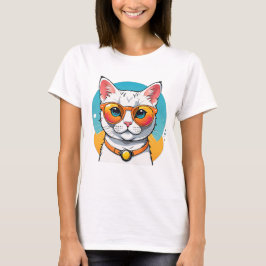 Koele Kat in Zonnebril T-shirt
