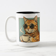 Koele Kat Koffie Retro Stijl Ontwerp voor Kat Lief