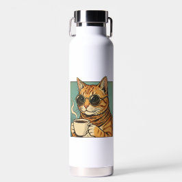 Koele Kat Koffie Retro Stijl Ontwerp voor Kat Lief Waterfles