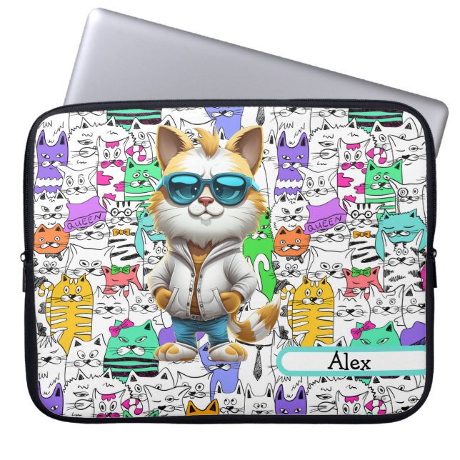 Koele Kat  Laptop Sleeve (Voorkant)