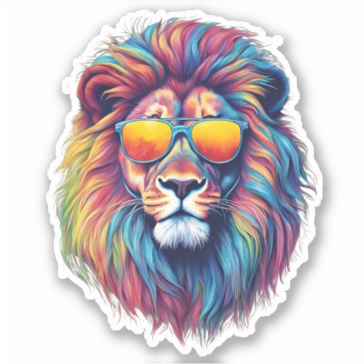 Koele Kat Leeuw Waterdicht  Sticker (Voorkant)