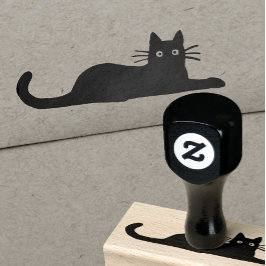 Koele kat liggend rubberstempel