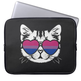 Koele kat met biseksuele vlagglazen laptop sleeve