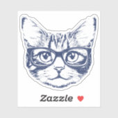 Koele Kat met Bril Sticker (Vel)