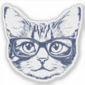 Koele Kat met Bril Sticker (Voorkant)