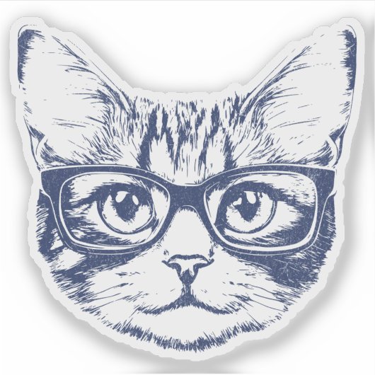 Koele Kat met Bril Sticker (Voorkant)