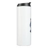 Koele kat met glazen thermische tuimelaar thermosbeker (Gedraaid links)