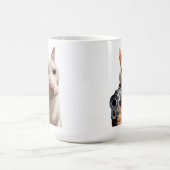 Koele kat met pistool grappige meme koffiemok (Center)