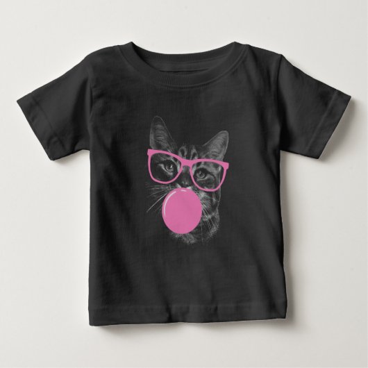 Koele kat met roze bril en bubbelkauwgom (Voorkant)