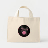 Koele kat met roze bril en bubbelkauwgom mini tote bag (Voorkant)