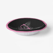 Koele kat met roze bril en bubbelkauwgom papieren kommen (Gebogen)