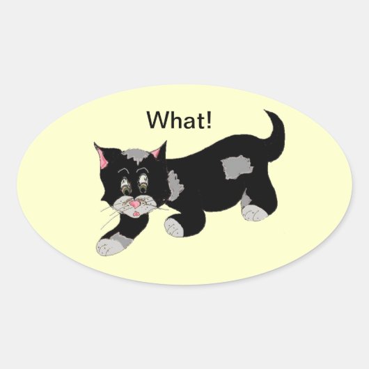 Koele Kat met Spreuk Ovale Sticker (Voorkant)