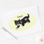 Koele Kat met Spreuk Ovale Sticker (Envelop)