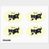 Koele Kat met Spreuk Ovale Sticker (Vel)
