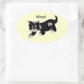 Koele Kat met Spreuk Ovale Sticker (Tas)