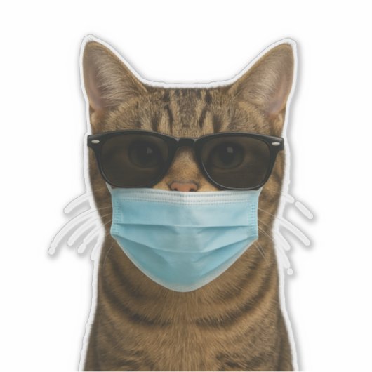 Koele kat met tinten en masker sticker (Voorkant)