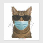Koele kat met tinten en masker sticker (Vel)