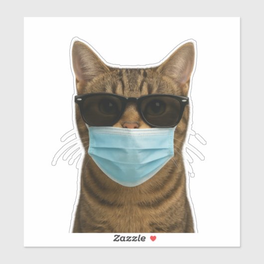 Koele kat met tinten en masker sticker (Vel)