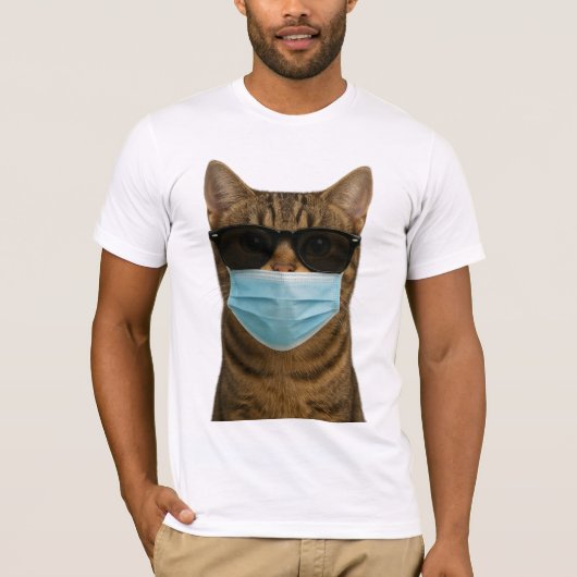 Koele kat met tinten en masker t-shirt (Voorkant)