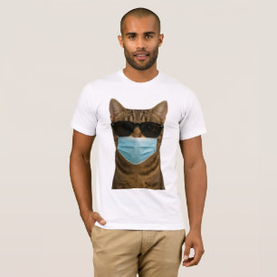 Koele kat met tinten en masker t-shirt