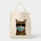 Koele kat met tinten en masker tote bag (Voorkant)