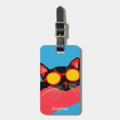 Koele Kat met Zonnebril Bagagelabel (Voorkant verticaal)