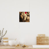 Koele kat met zonnebril en rode roos poster (Keuken)