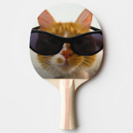 Koele Kat Met Zonnebril Ping Pong Paddle Tafeltennisbatje